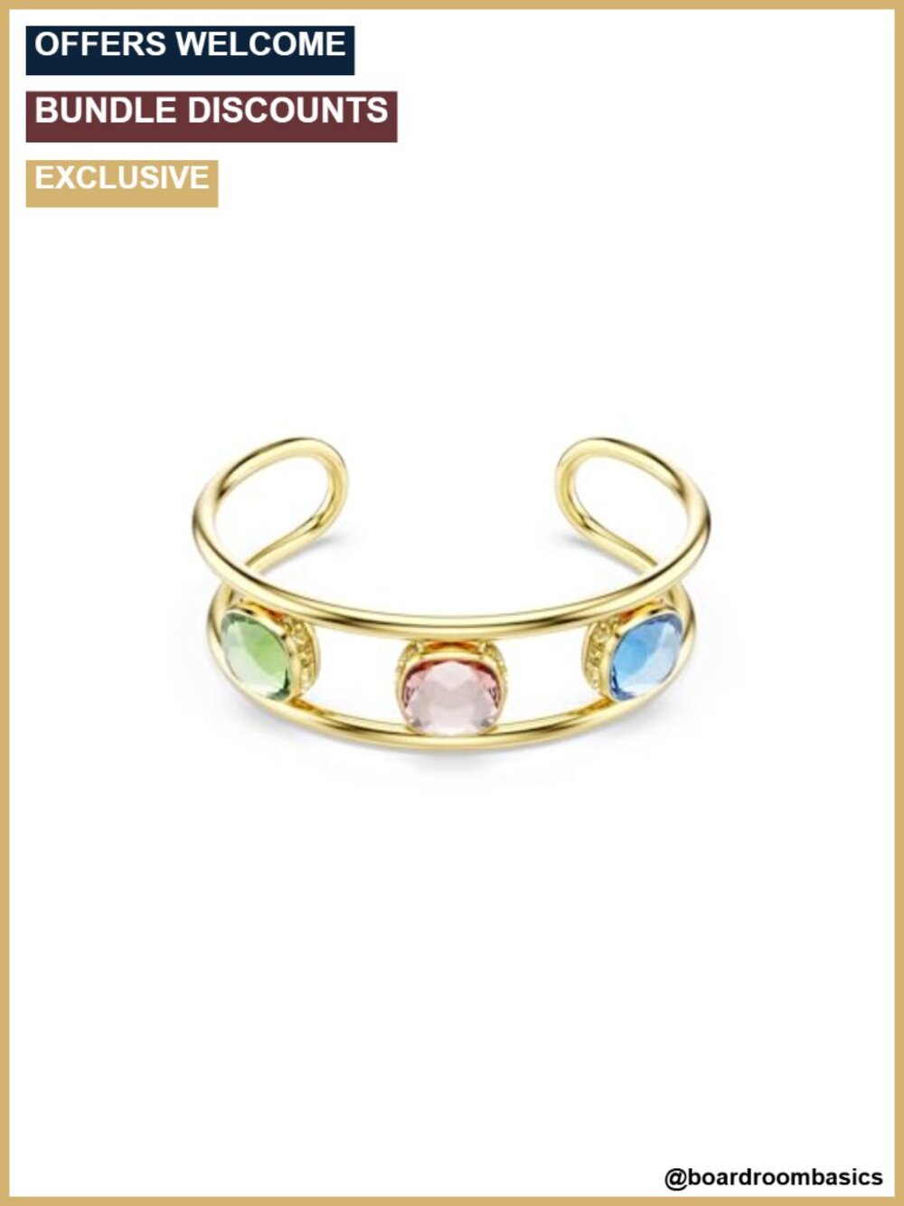 Swarovski Chroma Twist Cuff Bracelet Gold-tone Reversible Crystals